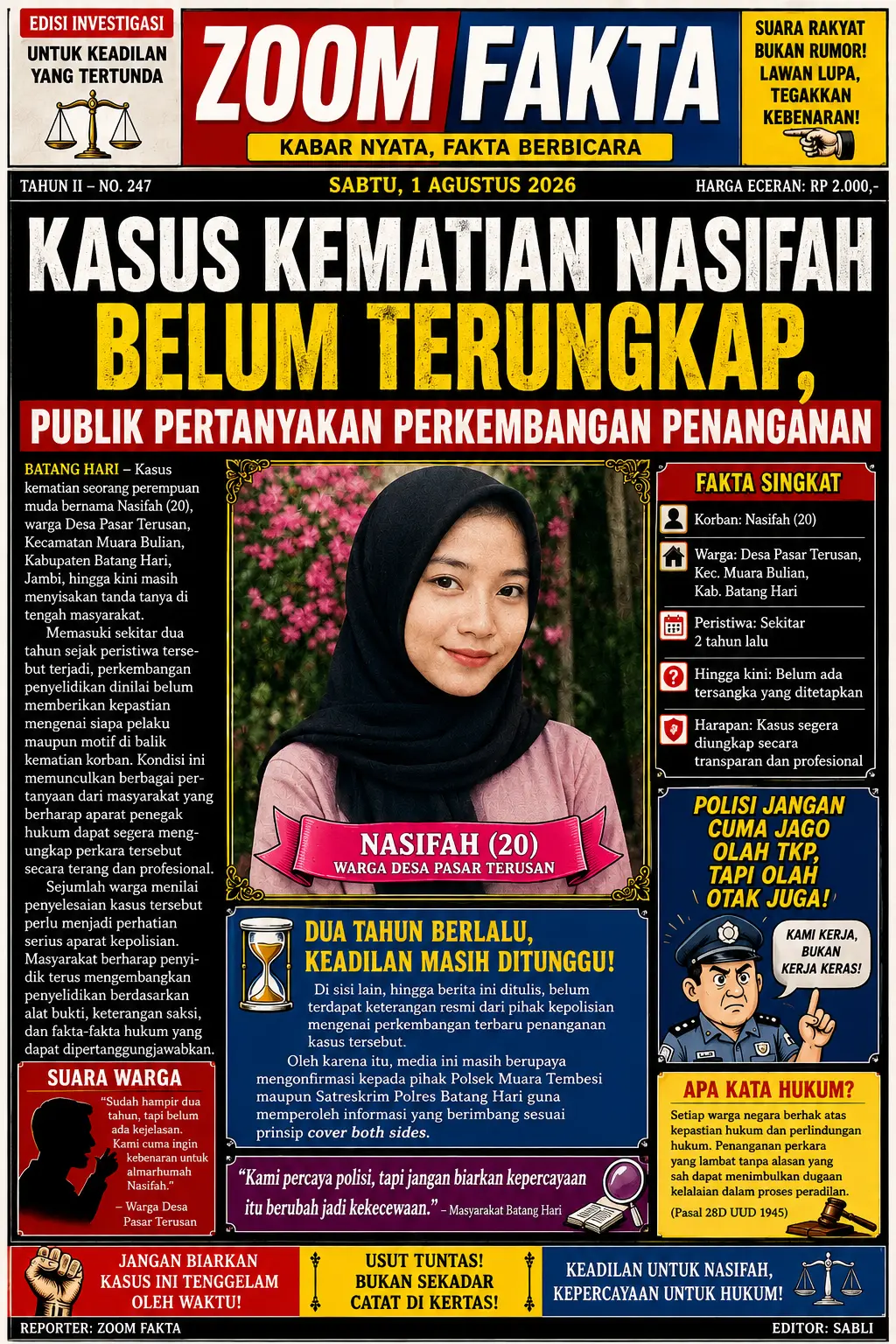 Kasus Kematian Nasifah Belum Terungkap, Publik Pertanyakan Kinerja Aparat Penegak Hukum