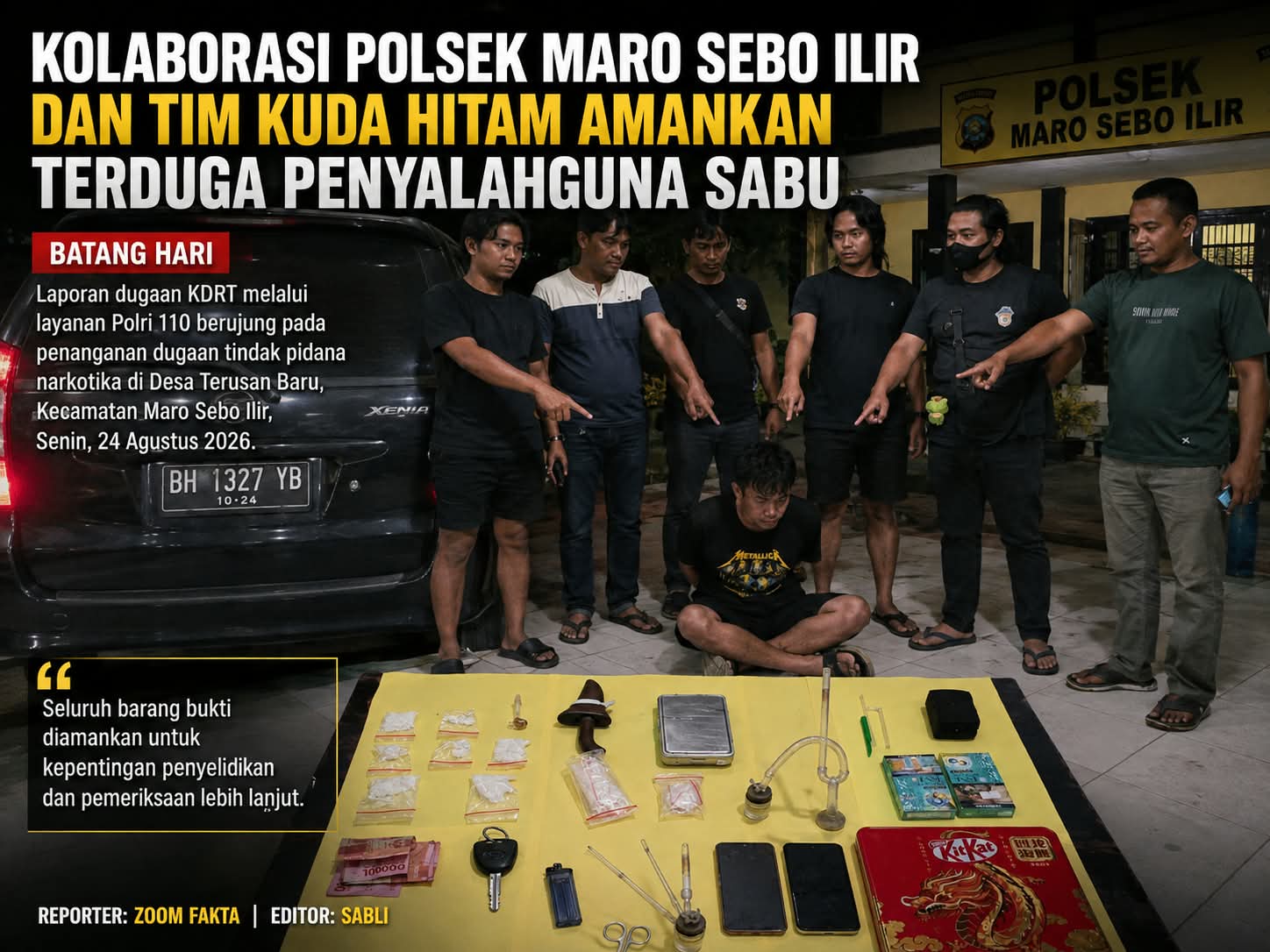 Kolaborasi Polsek Maro Sebo Ilir dan Tim Kuda Hitam Amankan Terduga Penyalahguna Sabu
