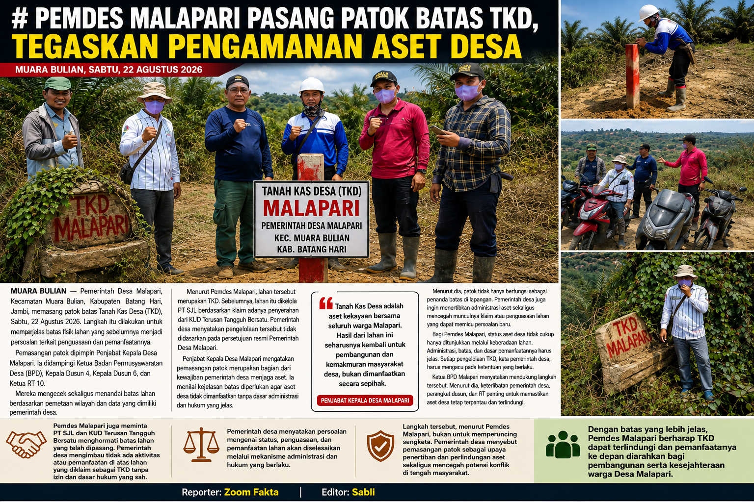 Pemdes Malapari Pasang Patok Batas TKD, Tegaskan Pengamanan Aset Desa