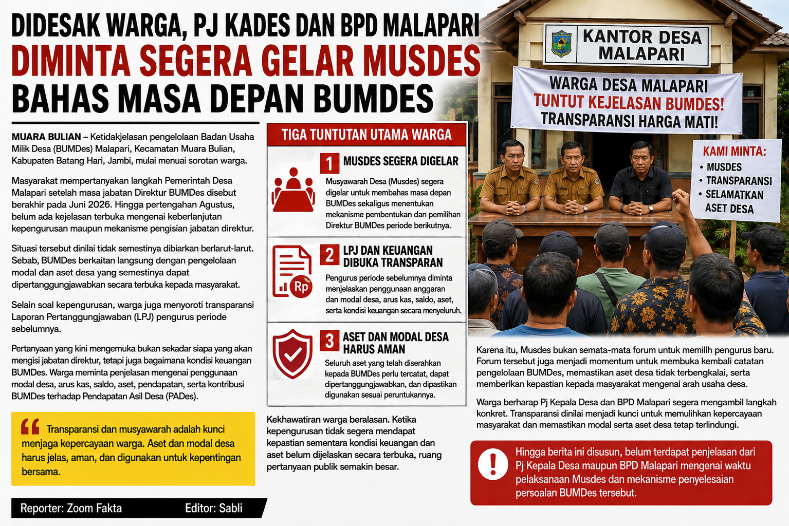 Didesak Warga, Pj Kades dan BPD Malapari Diminta Segera Gelar Musdes Bahas Masa Depan BUMDes