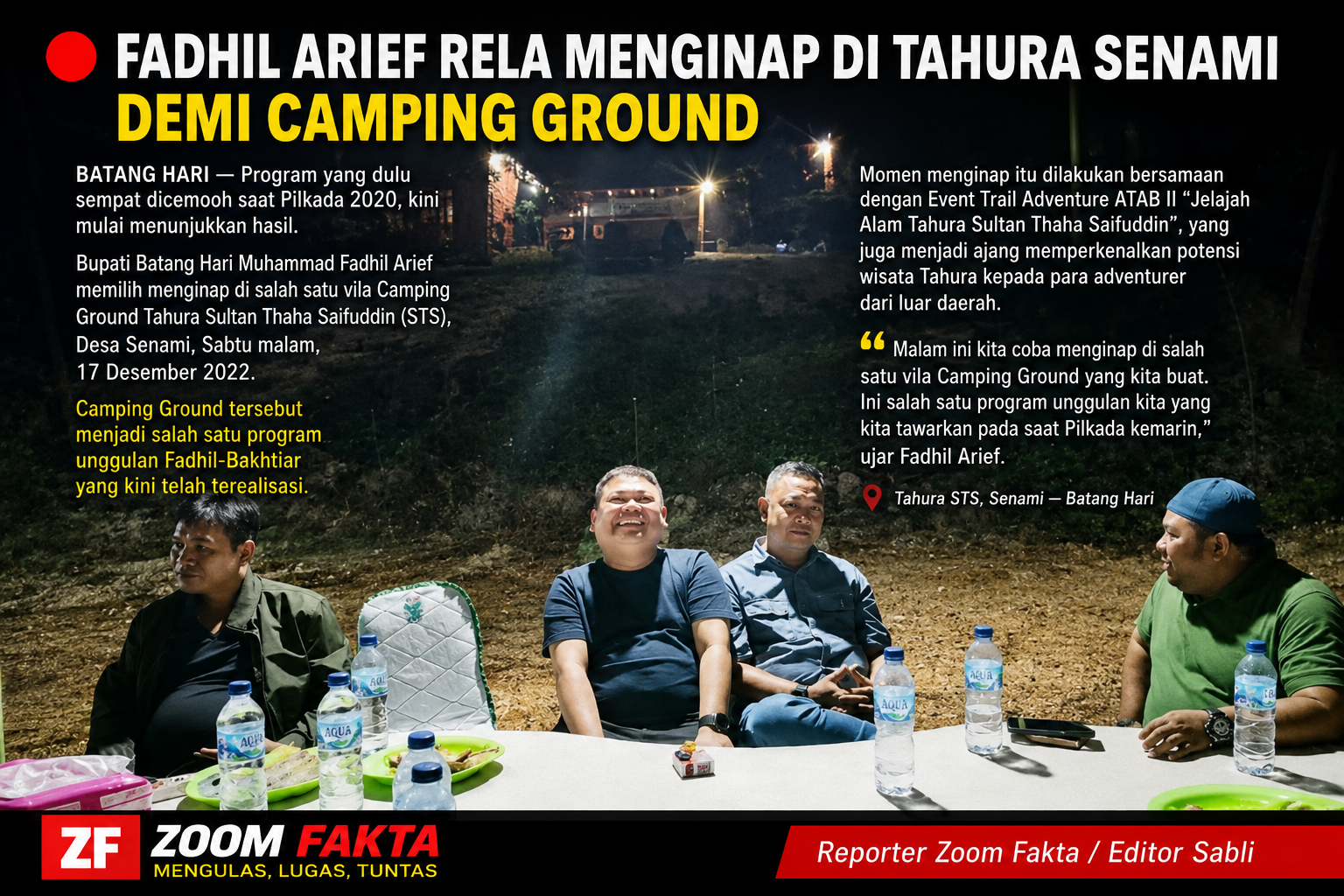 FADHIL ARIEF RELA MENGINAP DI TAHURA SENAMI DEMI CAMPING GROUND
