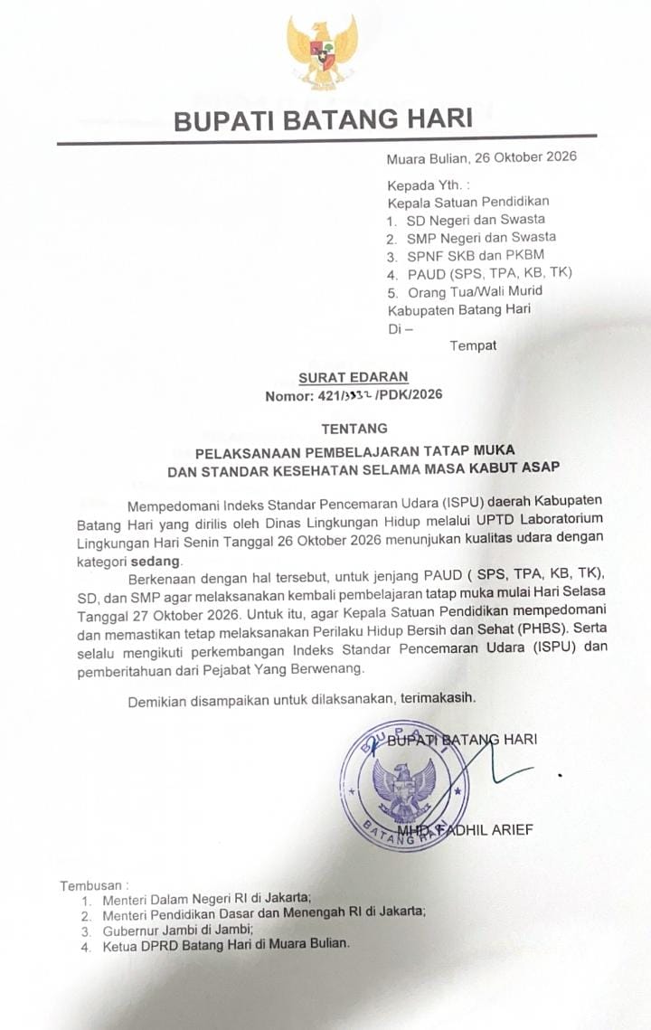 SURAT EDARAN  Nomor: 421/3132/PDK/2026PEMERINTAH KABUPATEN BATANG HARI BUPATI BATANG HARI